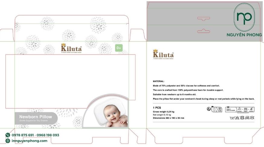 Mẫu hộp giấy đựng gối chuẩn quy cách